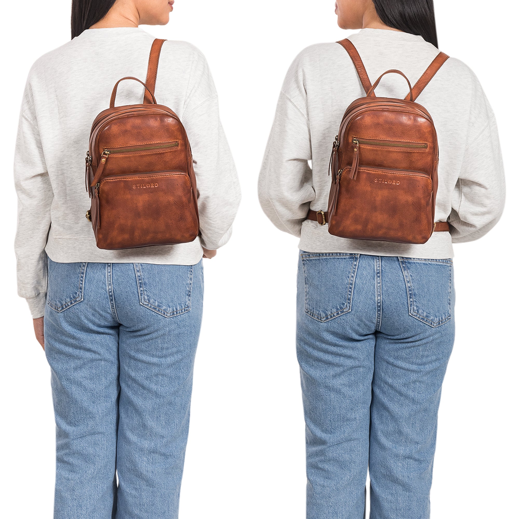 Kleiner Lederrucksack Cognac Damen