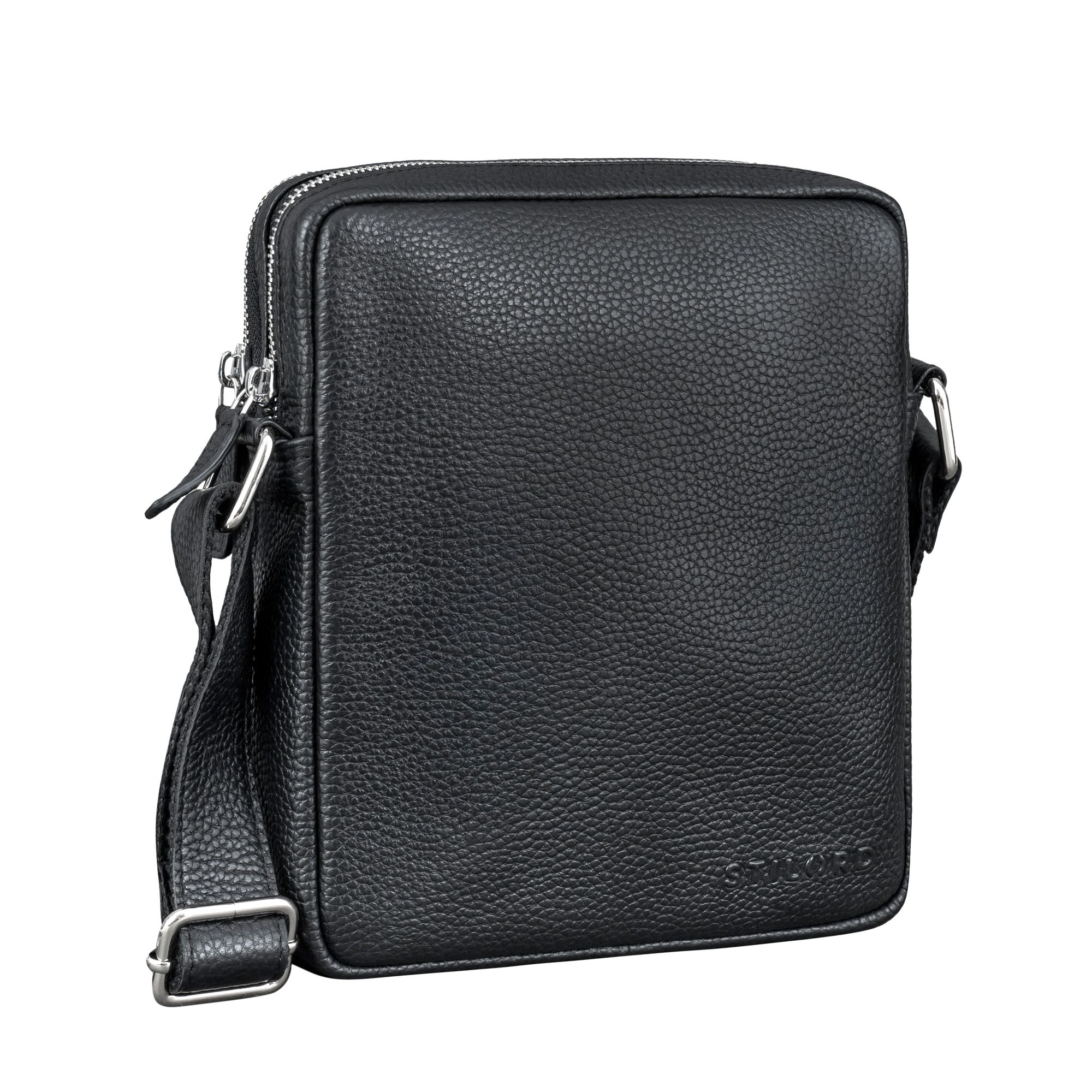 Kleine Schwarze Leder Männerhandtasche für 8 - 8,4 Zoll Tablet