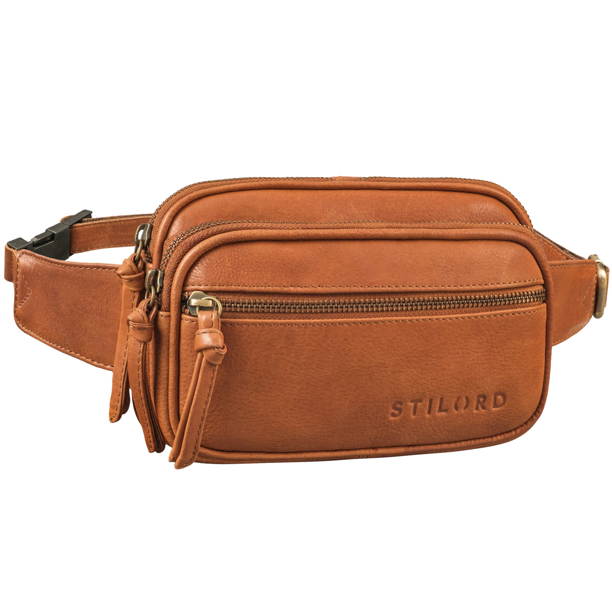 Bauchtasche oder Gürteltasche mit zwei Hauptfächern für Damen Texas Braun