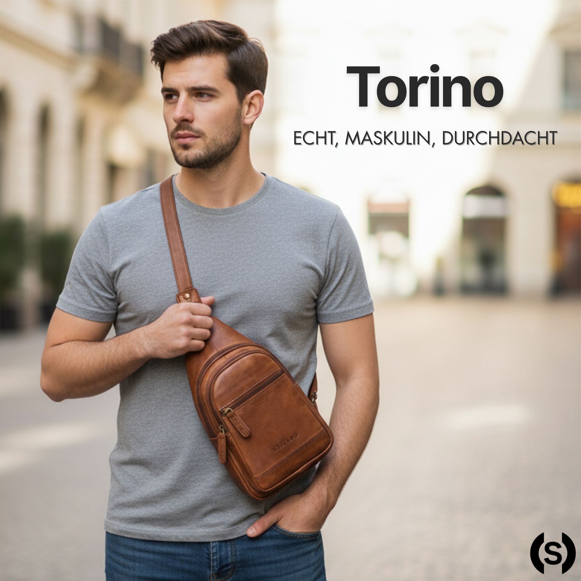 echt leder herren schultertasche sling bag braun