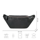 Gürteltasche Vintage Leder schwarz mit Größenangaben und USP Icons