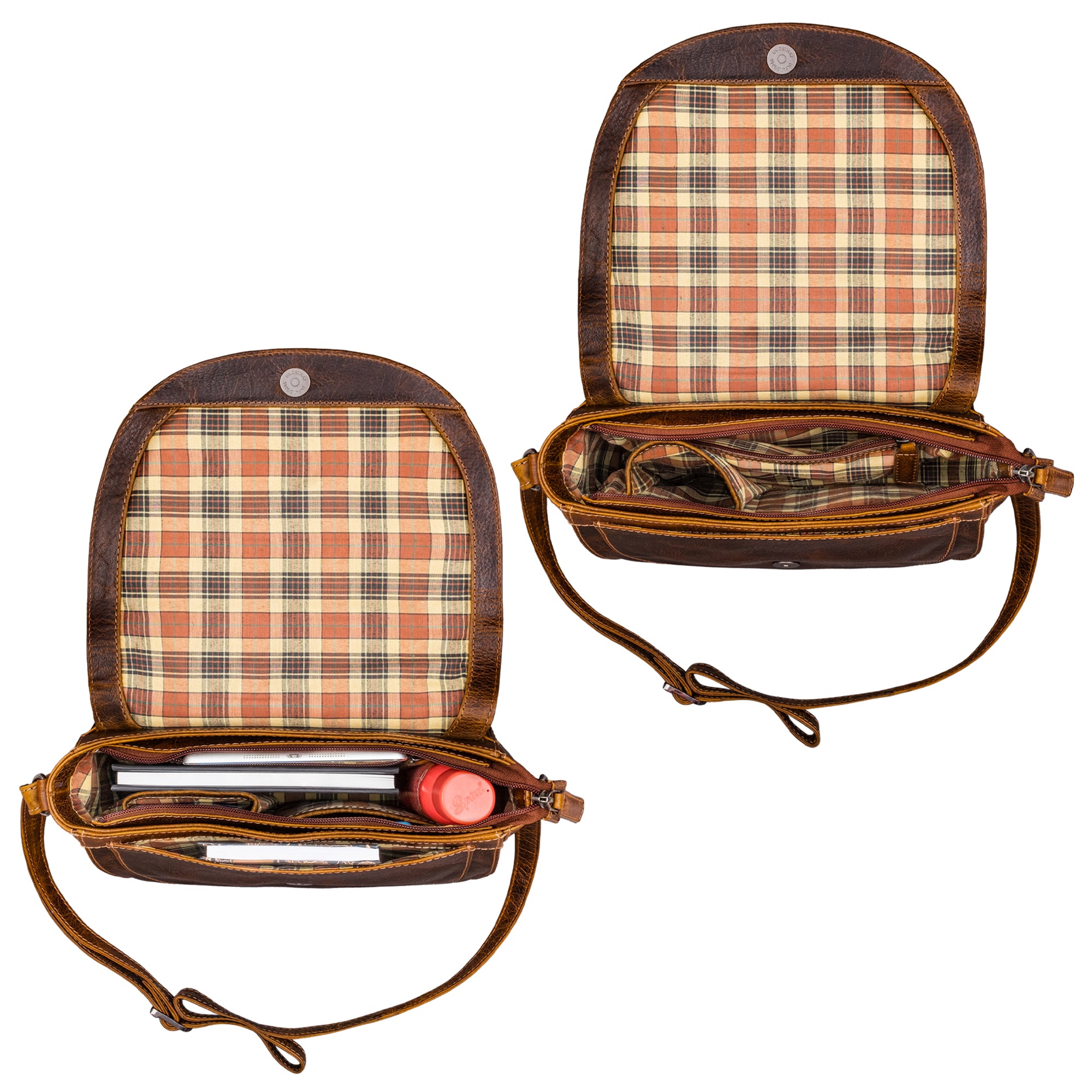 Damen Anti Diebstahl Handtasche Dunkelbraun Leder