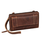  3-in-1 Portemonnaie Damen Handytasche zum Umhängen Echt Leder RFID salerno braun 
