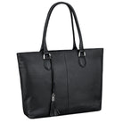  Echt Leder Shopper Tasche mit gepolsterten Laptopfach 15,6 Zoll in Schwarz 