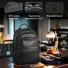 echtleder rucksack für laptop groß schwarz
